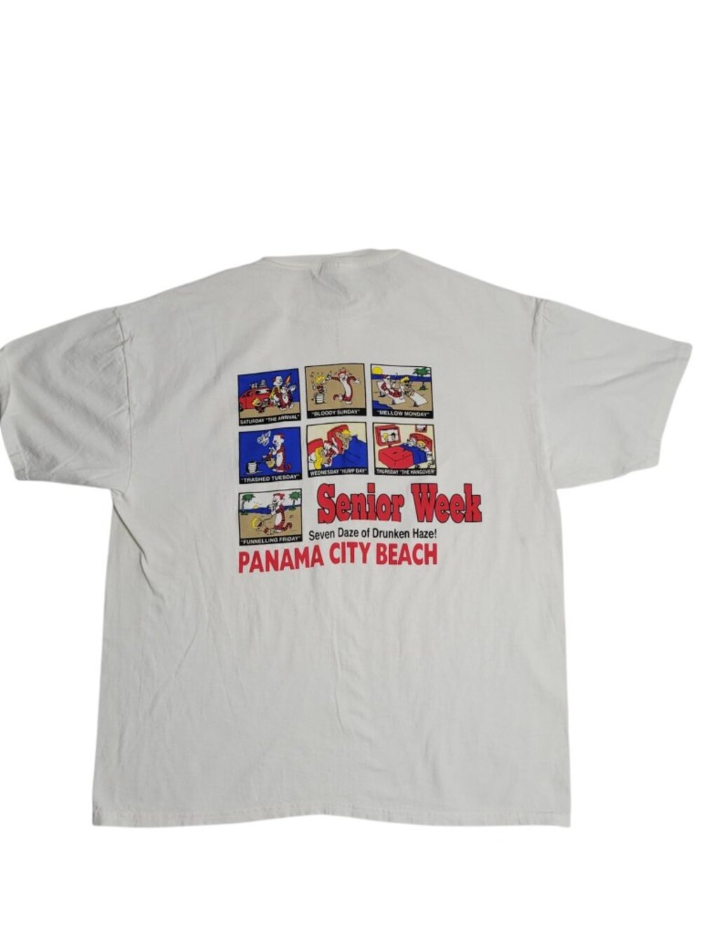 Vintage 90s Calvin and Hobbes Panama City Beach Comic Strip T-Shirt Size XL
